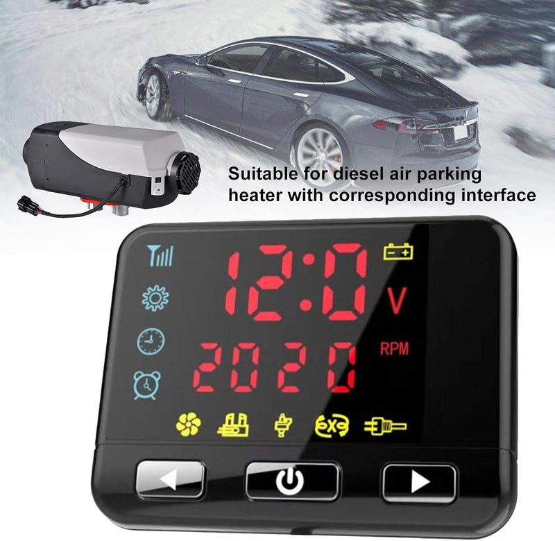 woobles 12V / 24V LCD Monitor Parking Heater Switch Car Heating Device Controller Universal for Auto Track Air Heater (Black) - Image 4